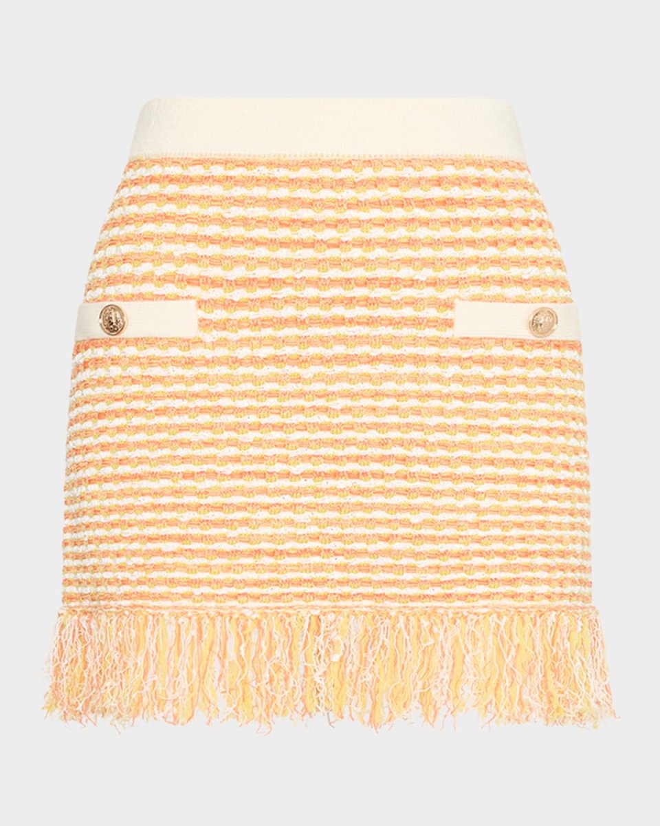 Kali Fringed Tweed Knit Mini Skirt